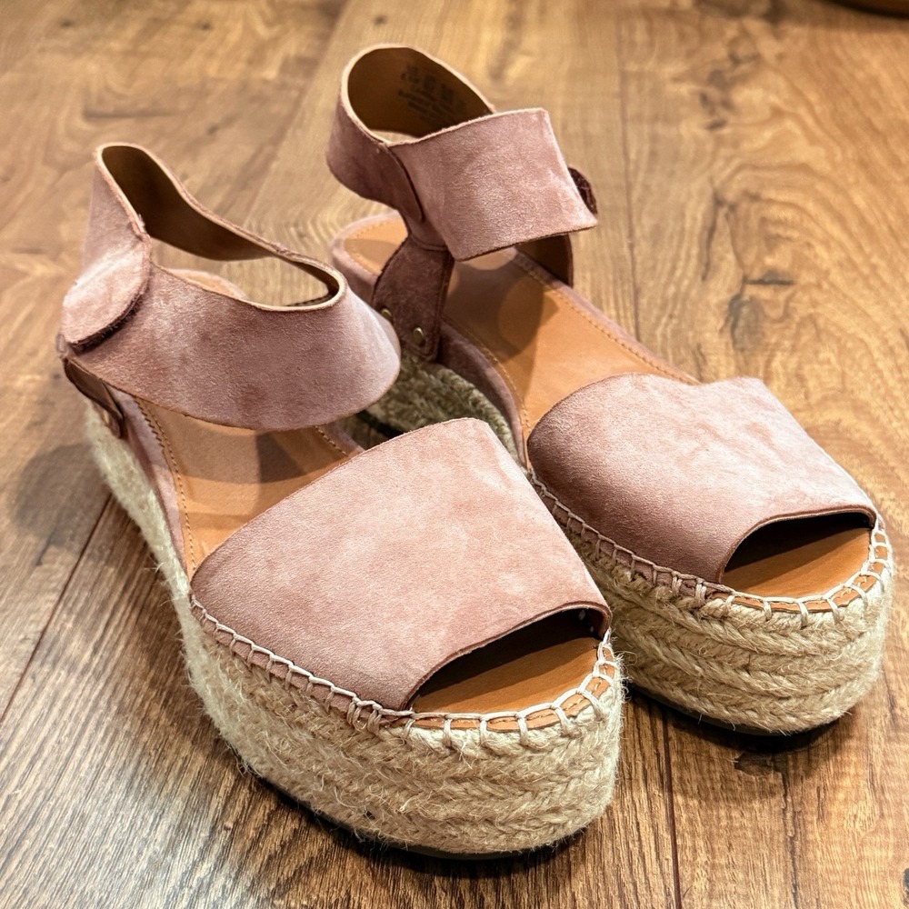 Franco Sarto Pellia‎ Espadrille Wedge Sandals Mauve Suede Women's US 8.5 Pink
